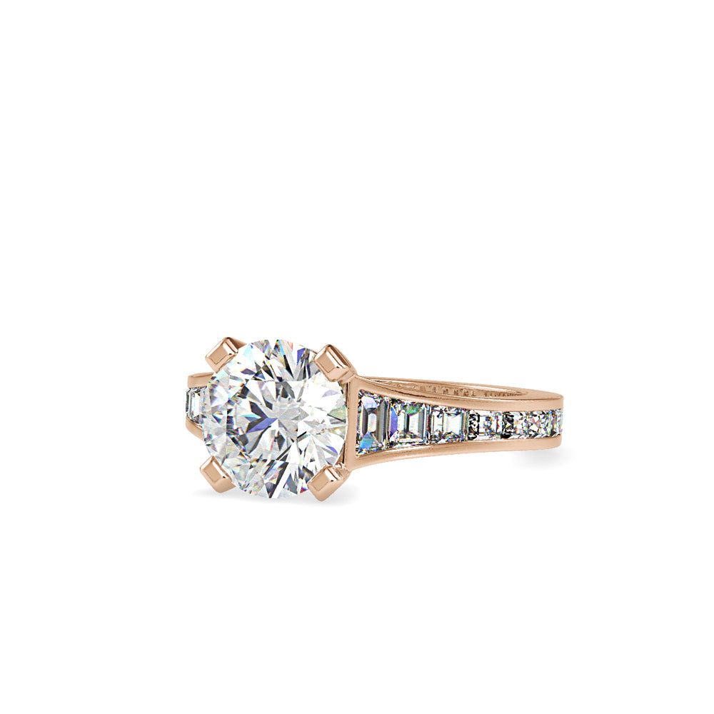 SKU: 0160 (14K) Round Diamond Channel-Set Solitaire Engagment Ring in Rose Gold.