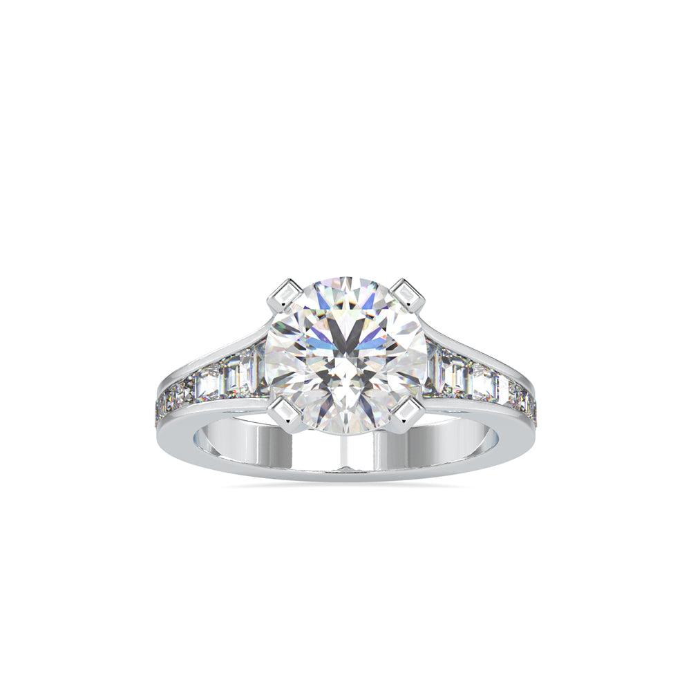 SKU: 0160 (22K) Round Diamond Channel-Set Solitaire Engagment Ring in Rose Gold.
