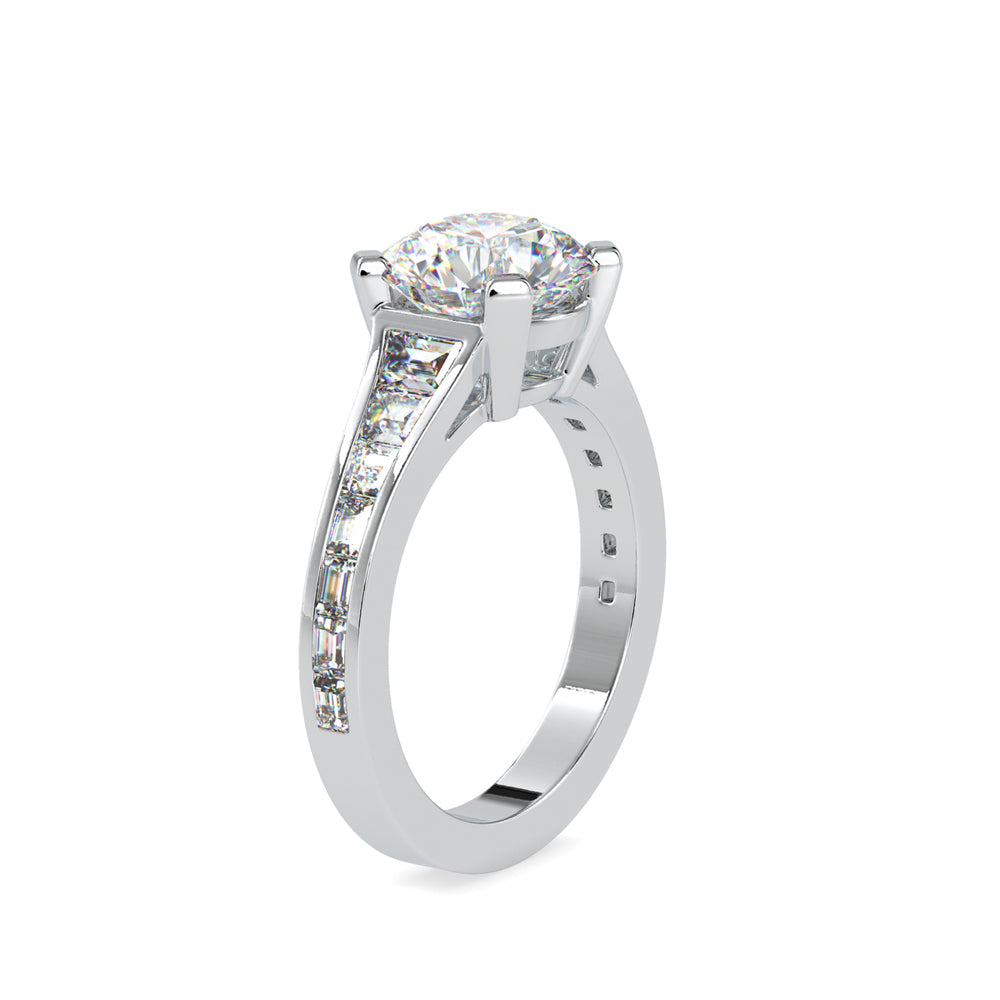 SKU: 0160 (22K) Round Diamond Channel-Set Solitaire Engagment Ring in Rose Gold.