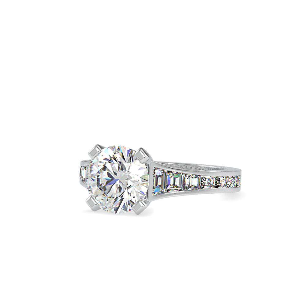 SKU: 0160 (18K) Round Diamond Channel-Set Solitaire Engagment Ring in Rose Gold.