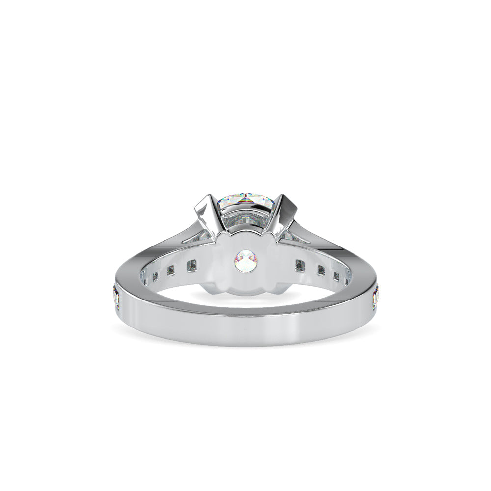 SKU: 0160 (14K) Round Diamond Channel-Set Solitaire Engagment Ring in Rose Gold.