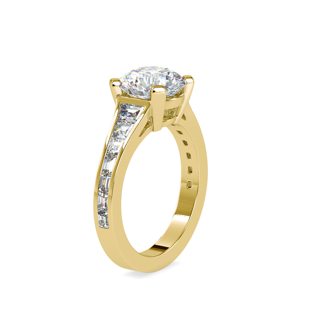 SKU: 0160 (10K) Round Diamond Channel-Set Solitaire Engagment Ring in Rose Gold.
