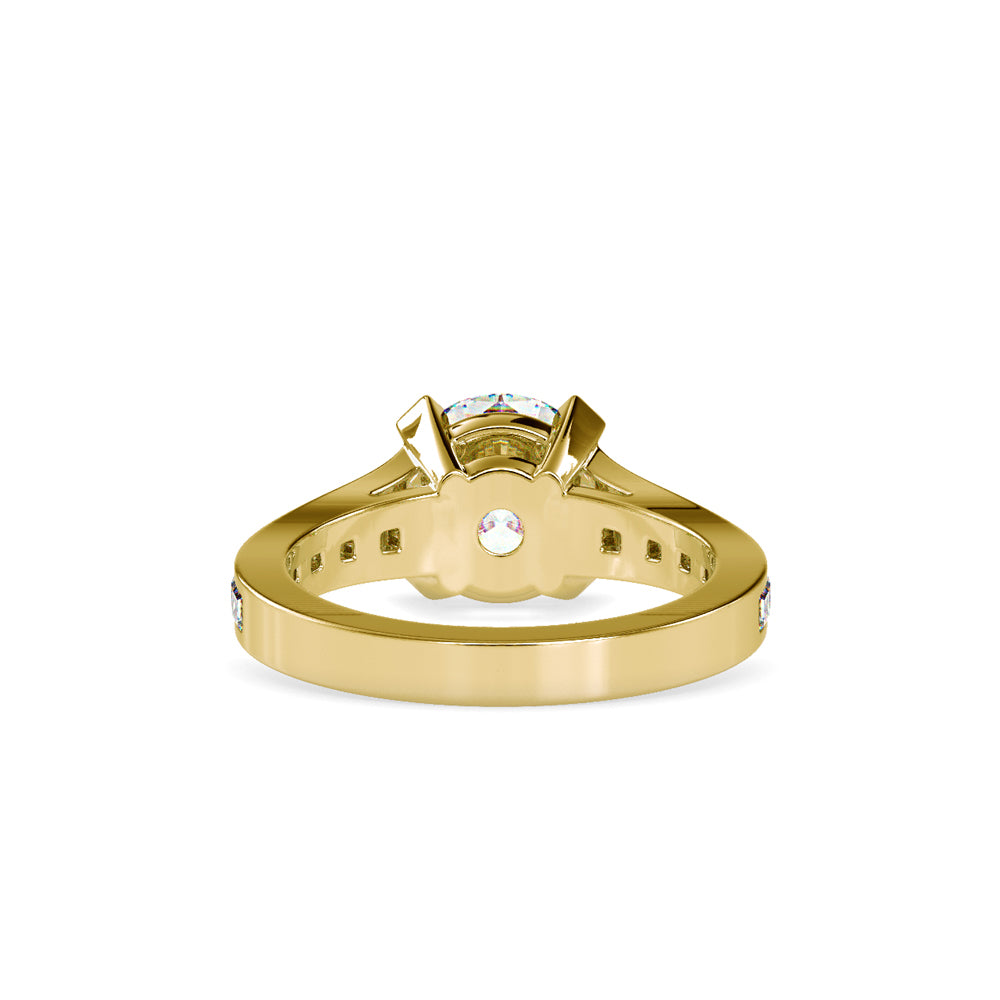 SKU: 0160 (14K) Round Diamond Channel-Set Solitaire Engagment Ring in Rose Gold.