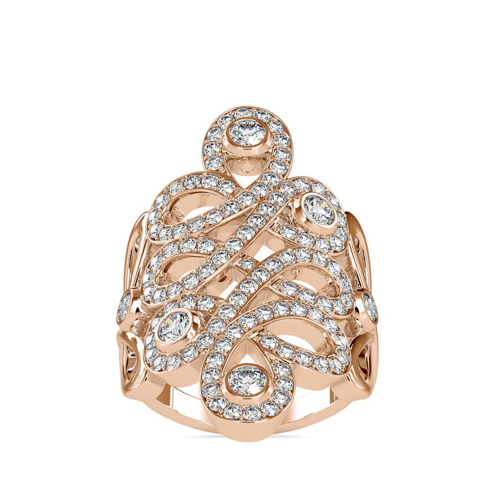 SKU: 0161 (14K) Free Form Design Diamond Ring in Rose Gold.