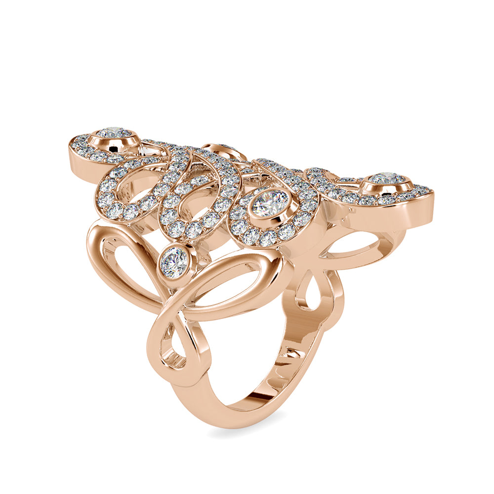 SKU: 0161 (18K) Free Form Design Diamond Ring in Rose Gold.