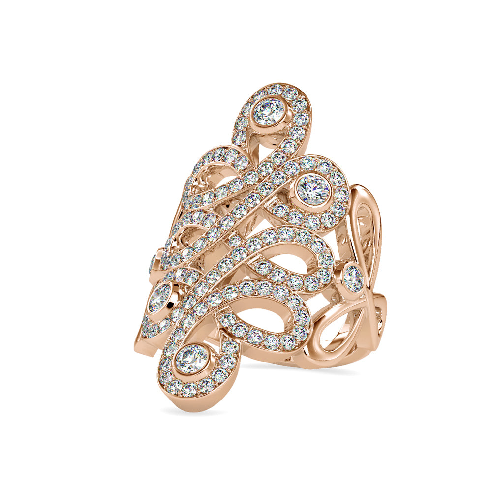 SKU: 0161 (18K) Free Form Design Diamond Ring in Rose Gold.