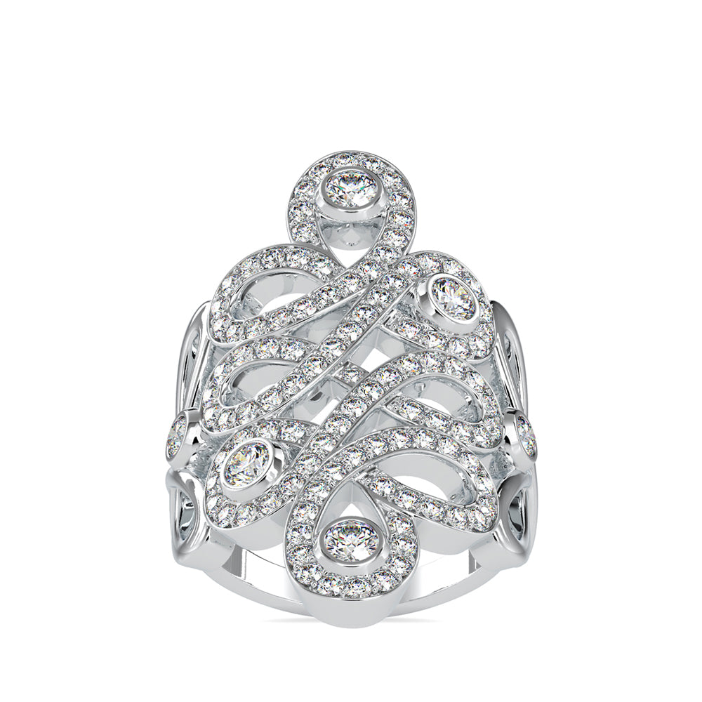 SKU: 0161 (22K) Free Form Design Diamond Ring in Rose Gold.