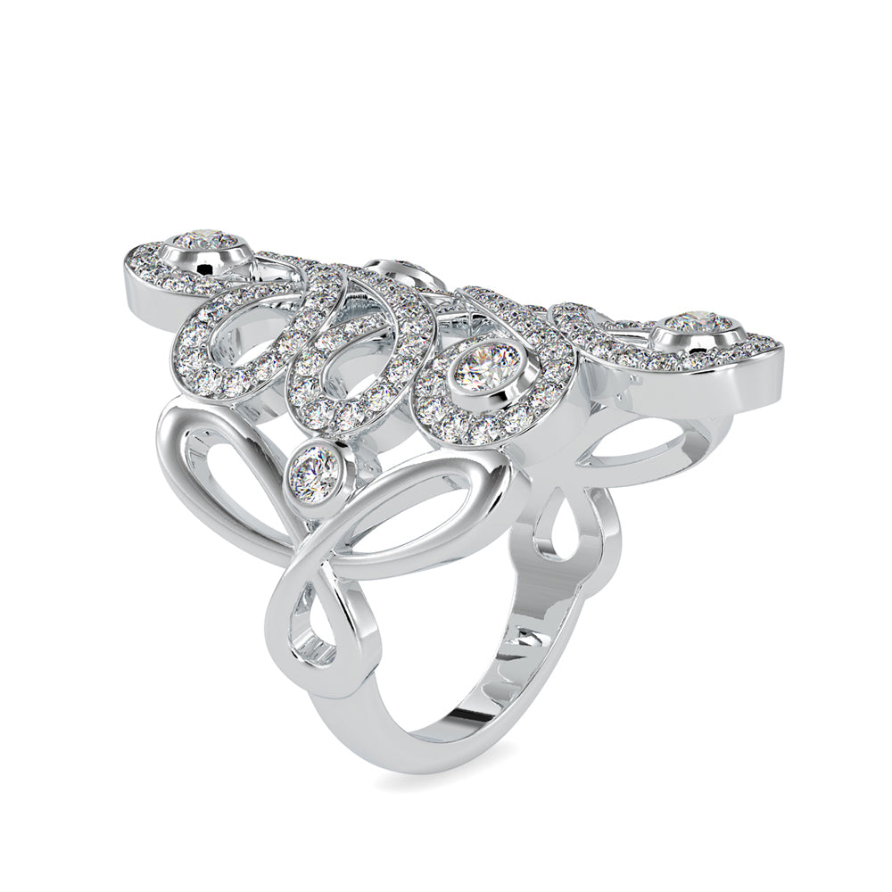 SKU: 0161 (10K) Free Form Design Diamond Ring in Rose Gold.