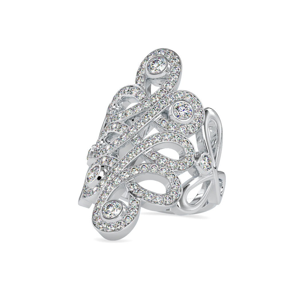 SKU: 0161 (10K) Free Form Design Diamond Ring in Rose Gold.