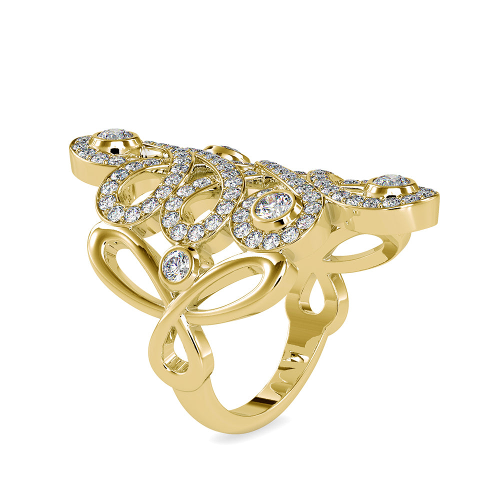 SKU: 0161 (10K) Free Form Design Diamond Ring in Rose Gold.