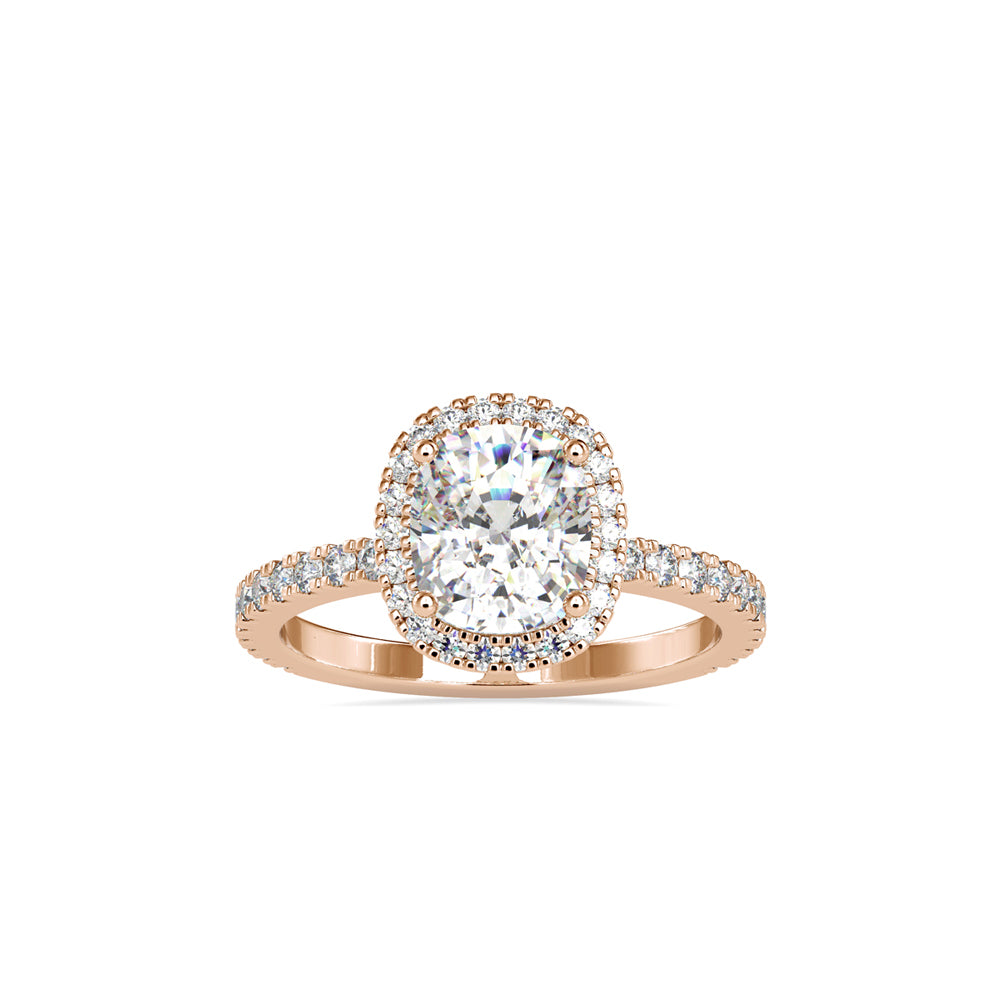 SKU: 0162 (10K) Cushion-Cut Halo Engagment Ring in Rose Gold.