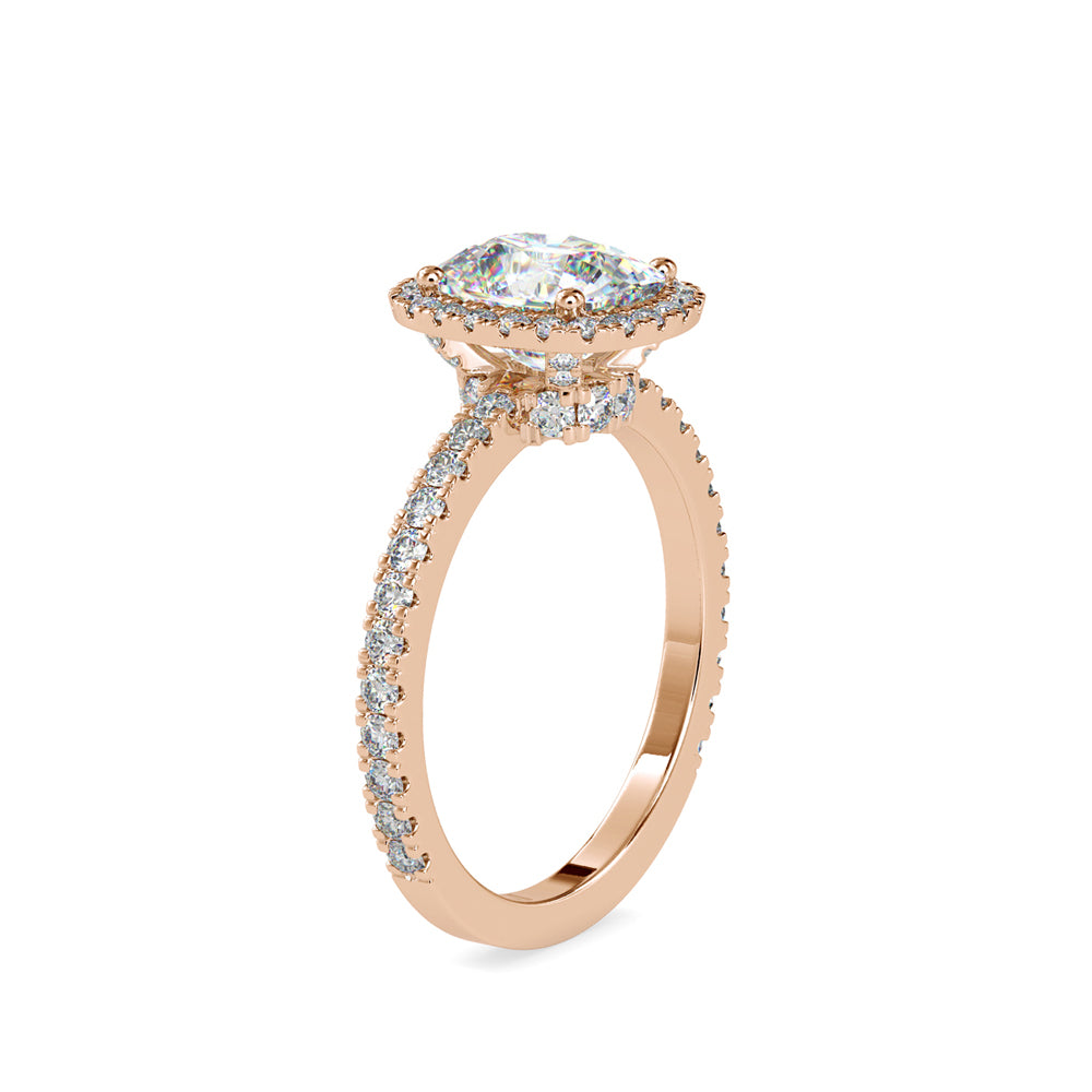 SKU: 0162 (22K) Cushion-Cut Halo Engagment Ring in Rose Gold.