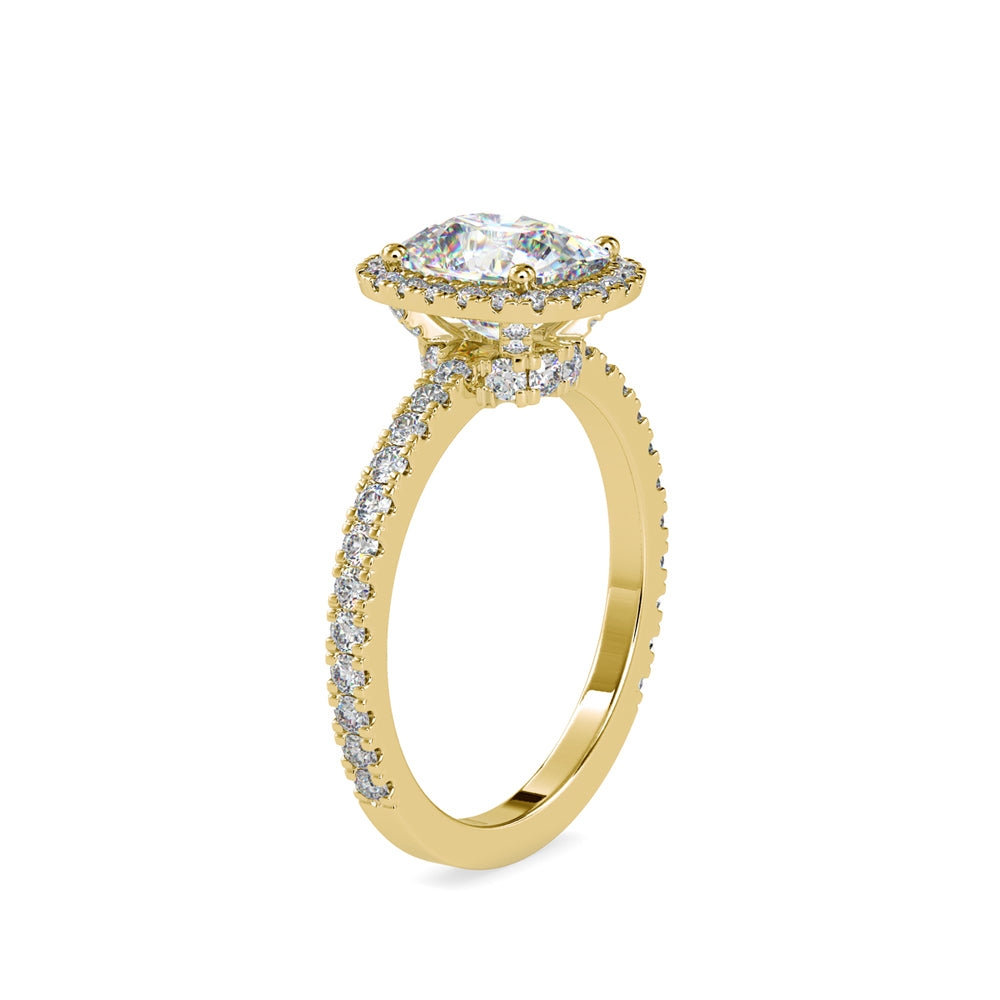 SKU: 0162 (10K) Cushion-Cut Halo Engagment Ring in Rose Gold.
