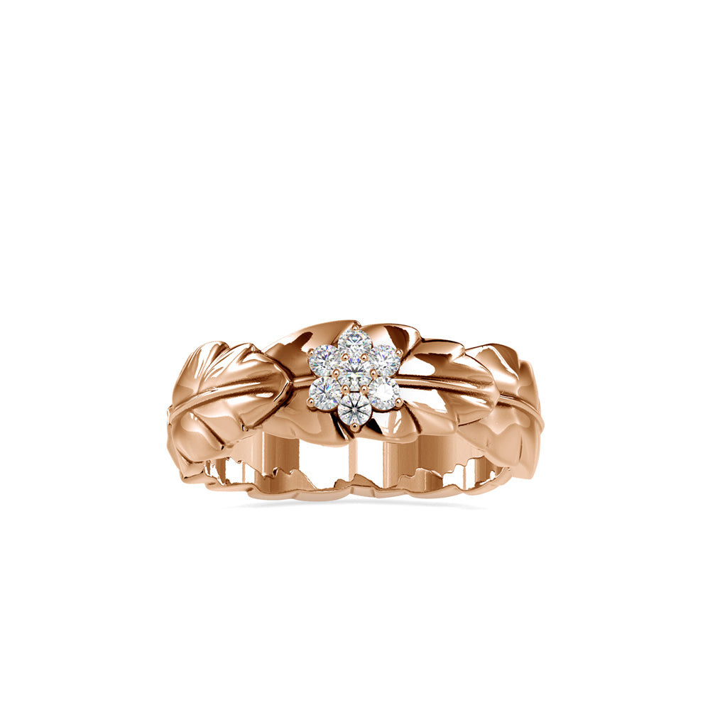 SKU: 0163 (14K) Nature-Inspired Leaf Ring in Rose Gold.