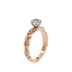 SKU: 0165 (10K) two-Tone Nature-Inspired Leaf Diamond Ring in Rose Gold.