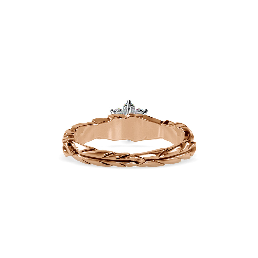 SKU: 0165 (10K) two-Tone Nature-Inspired Leaf Diamond Ring in Rose Gold.