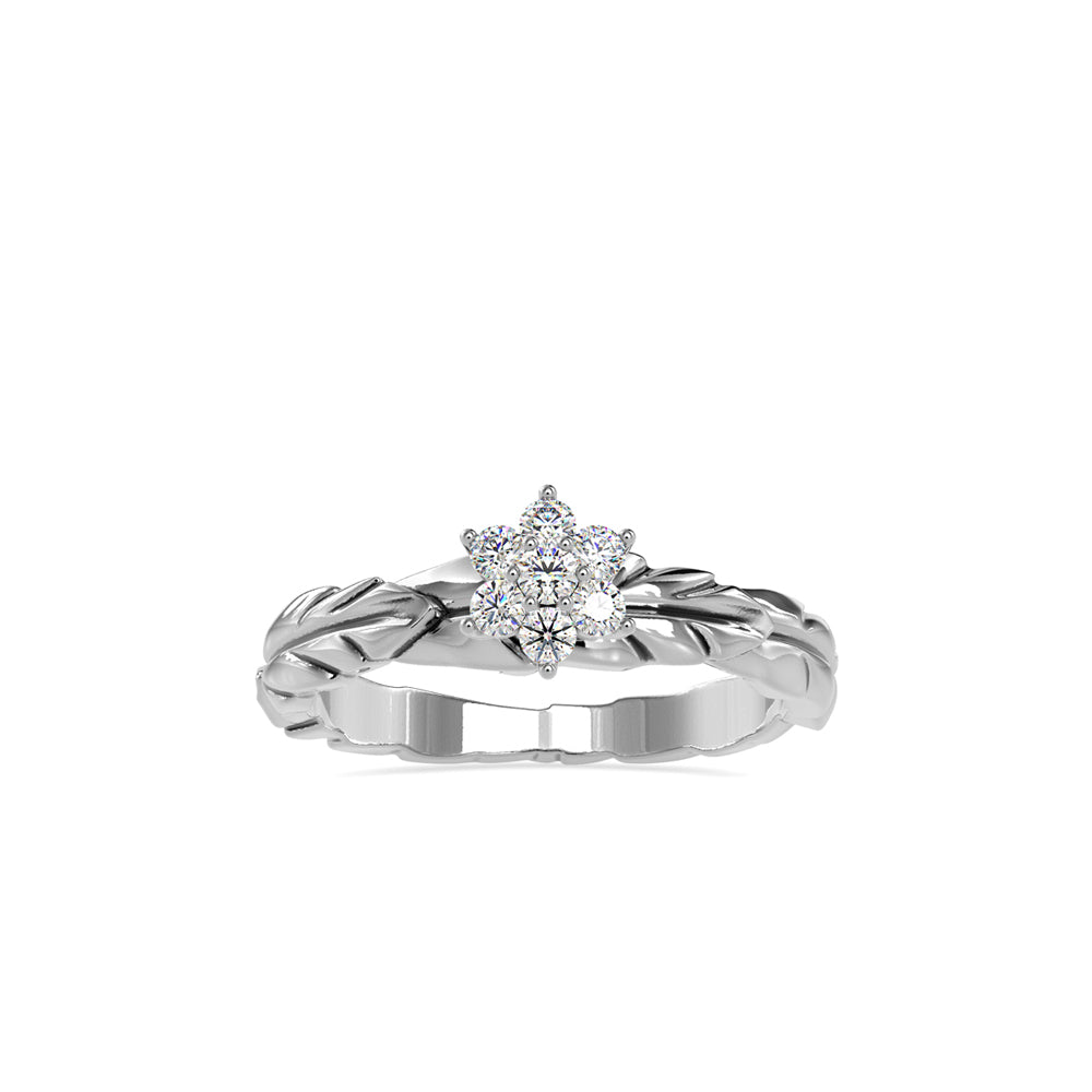 SKU: 0165 (10K) two-Tone Nature-Inspired Leaf Diamond Ring in Rose Gold.