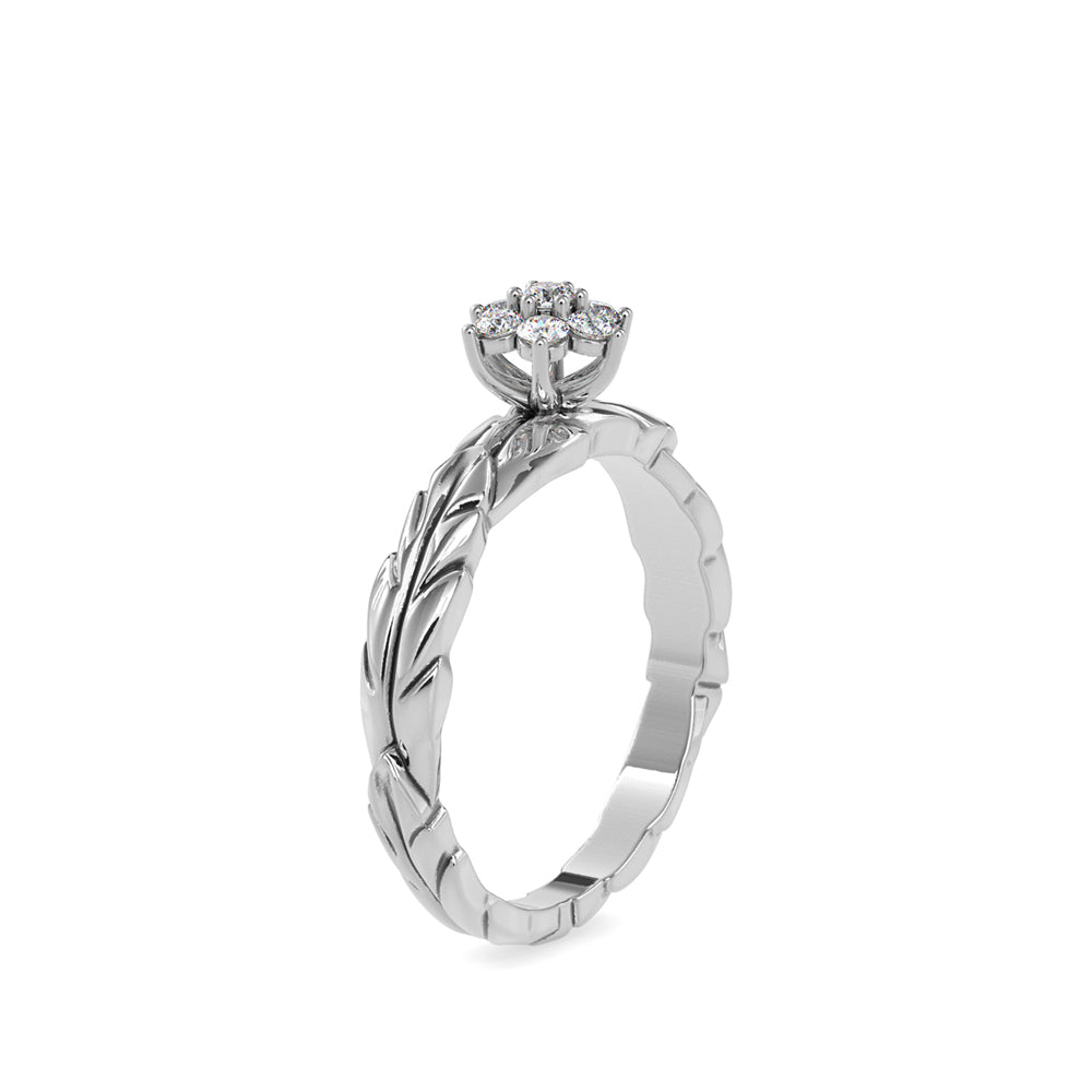 SKU: 0165 (22K) two-Tone Nature-Inspired Leaf Diamond Ring in Rose Gold.