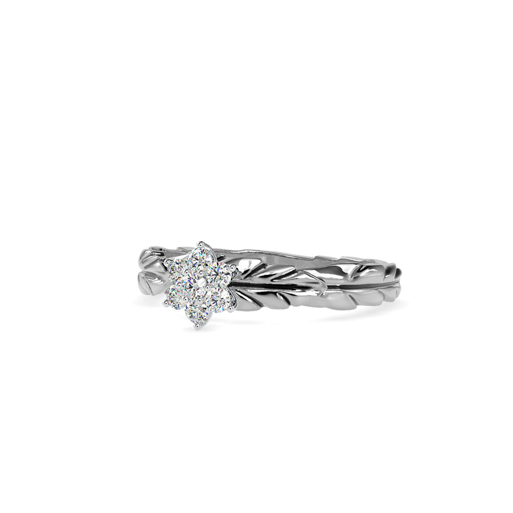SKU: 0165 (18K) two-Tone Nature-Inspired Leaf Diamond Ring in Rose Gold.