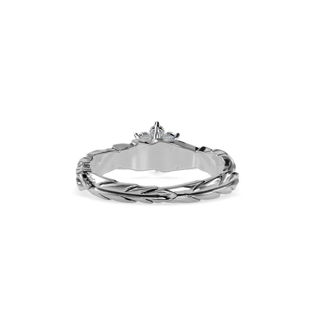 SKU: 0165 (10K) two-Tone Nature-Inspired Leaf Diamond Ring in Rose Gold.