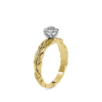 SKU: 0165 (22K) two-Tone Nature-Inspired Leaf Diamond Ring in Rose Gold.