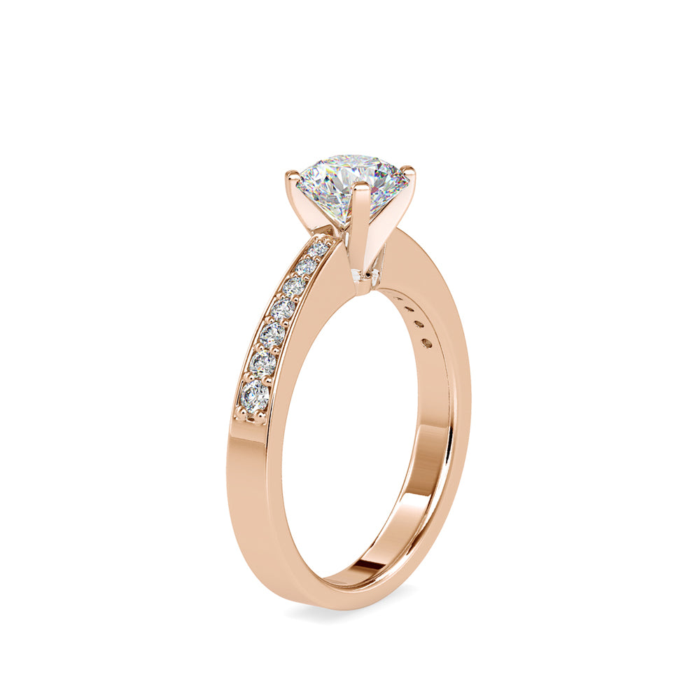 SKU: 0166 (10K) Four-Prong Solitaire Engagment Ring in Rose Gold.