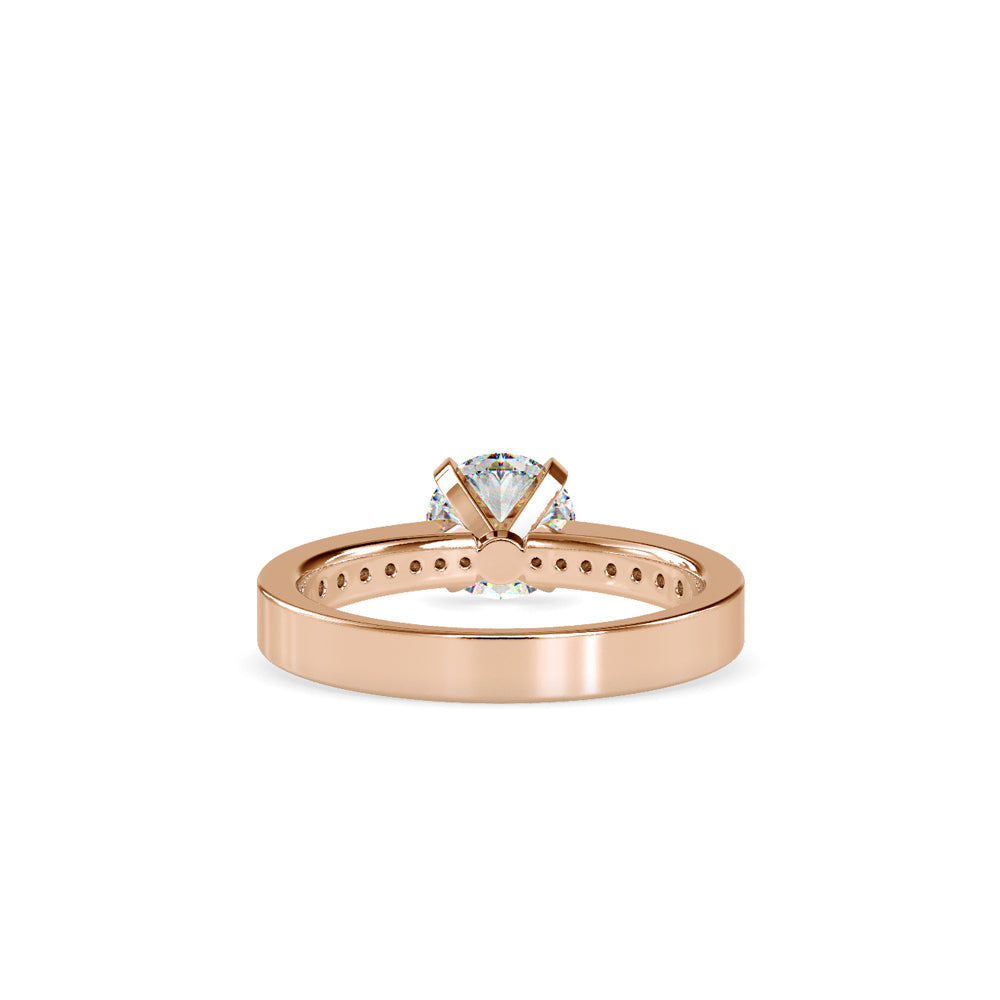 SKU: 0166 (14K) Four-Prong Solitaire Engagment Ring in Rose Gold.