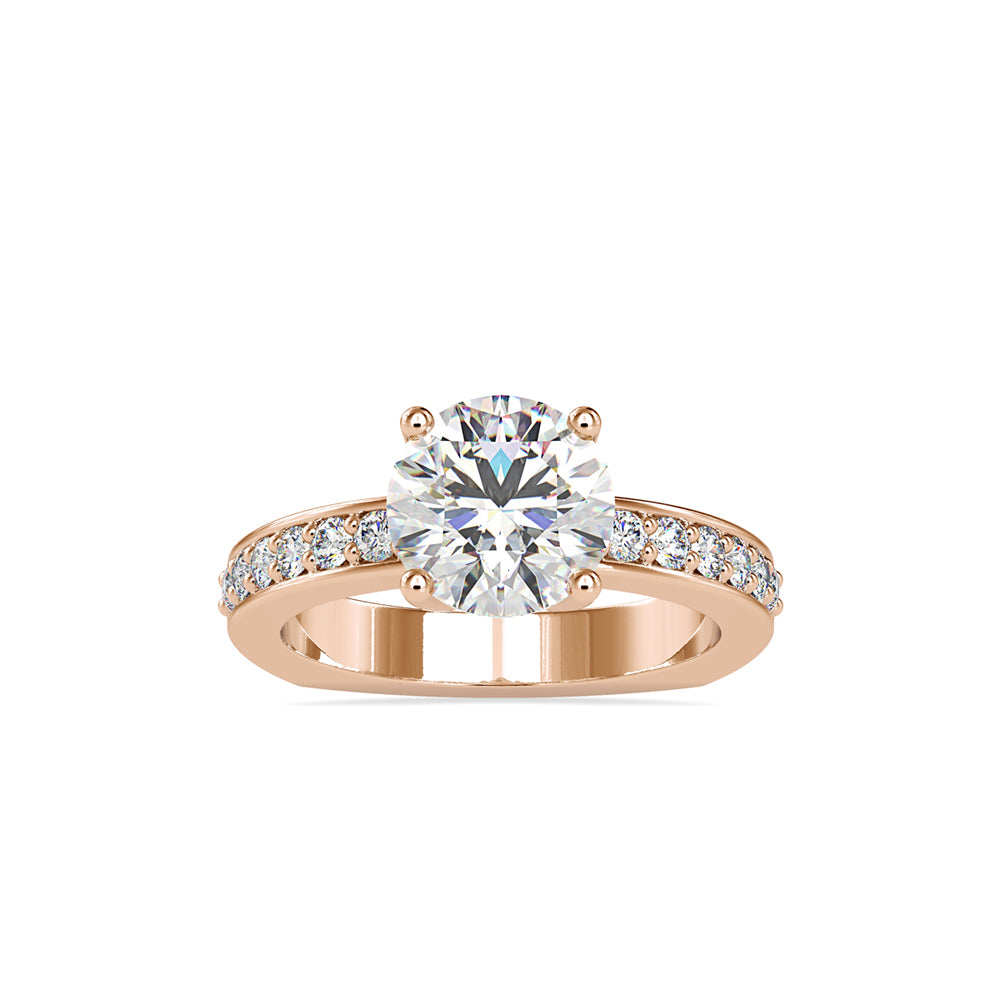 SKU: 0167 (14K) Heart-Shaped Setting Four-Prong Solitaire Engagment Ring in Rose Gold.