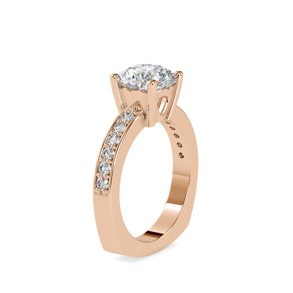SKU: 0167 (18K) Heart-Shaped Setting Four-Prong Solitaire Engagment Ring in Rose Gold.