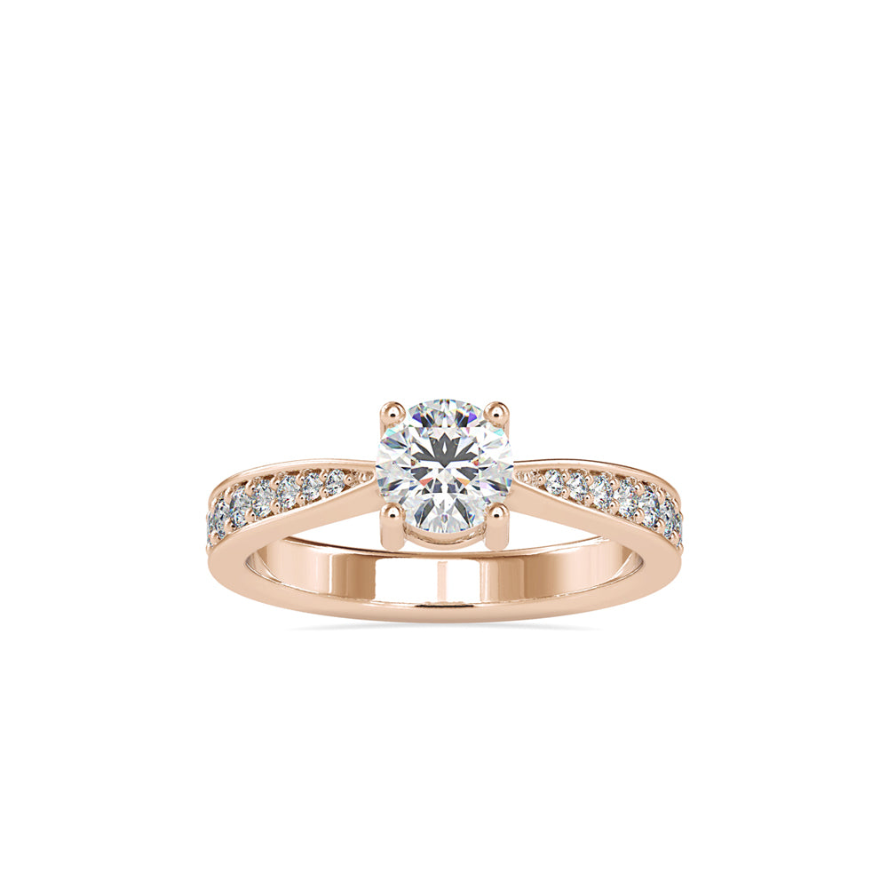 SKU: 0168 (14K) Four-Prong Solitaire Engagment Ring in Rose Gold.