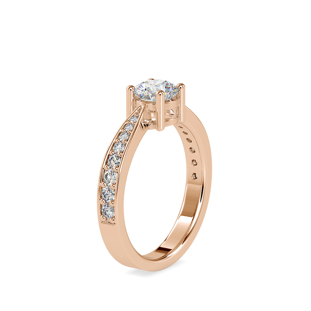 SKU: 0168 (10K) Four-Prong Solitaire Engagment Ring in Rose Gold.
