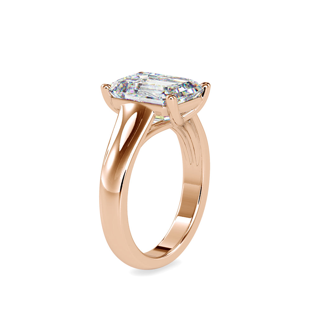 SKU: 0171 (14K) Emerald Twisted-Prong Solitaire Engagment Ring in Rose Gold.
