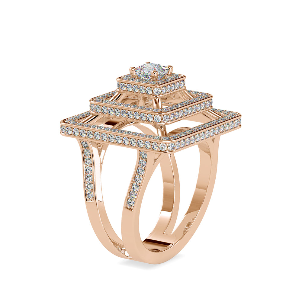SKU: 0172 (22K) Triple Halo Split-Shank Diamond Ring in Rose Gold.