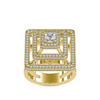 SKU: 0172 (14K) Triple Halo Split-Shank Diamond Ring in Rose Gold.