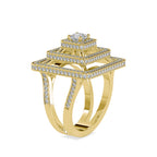 SKU: 0172 (14K) Triple Halo Split-Shank Diamond Ring in Rose Gold.