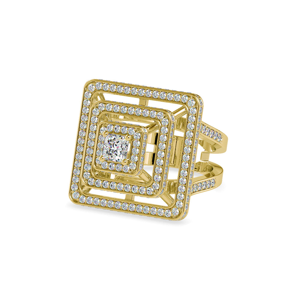 SKU: 0172 (18K) Triple Halo Split-Shank Diamond Ring in Rose Gold.