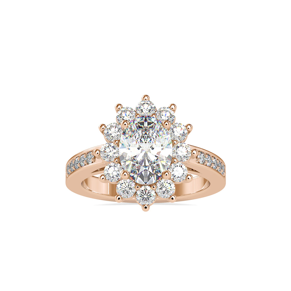 SKU: 0173 (10K) Vintage Halo Oval Diamond Engagment Ring in Rose Gold.