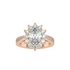 SKU: 0173 (14K) Vintage Halo Oval Diamond Engagment Ring in Rose Gold.