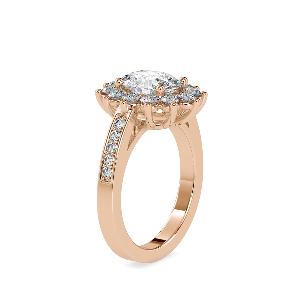 SKU: 0173 (22K) Vintage Halo Oval Diamond Engagment Ring in Rose Gold.