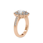 SKU: 0173 (10K) Vintage Halo Oval Diamond Engagment Ring in Rose Gold.