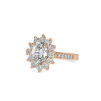 SKU: 0173 (22K) Vintage Halo Oval Diamond Engagment Ring in Rose Gold.
