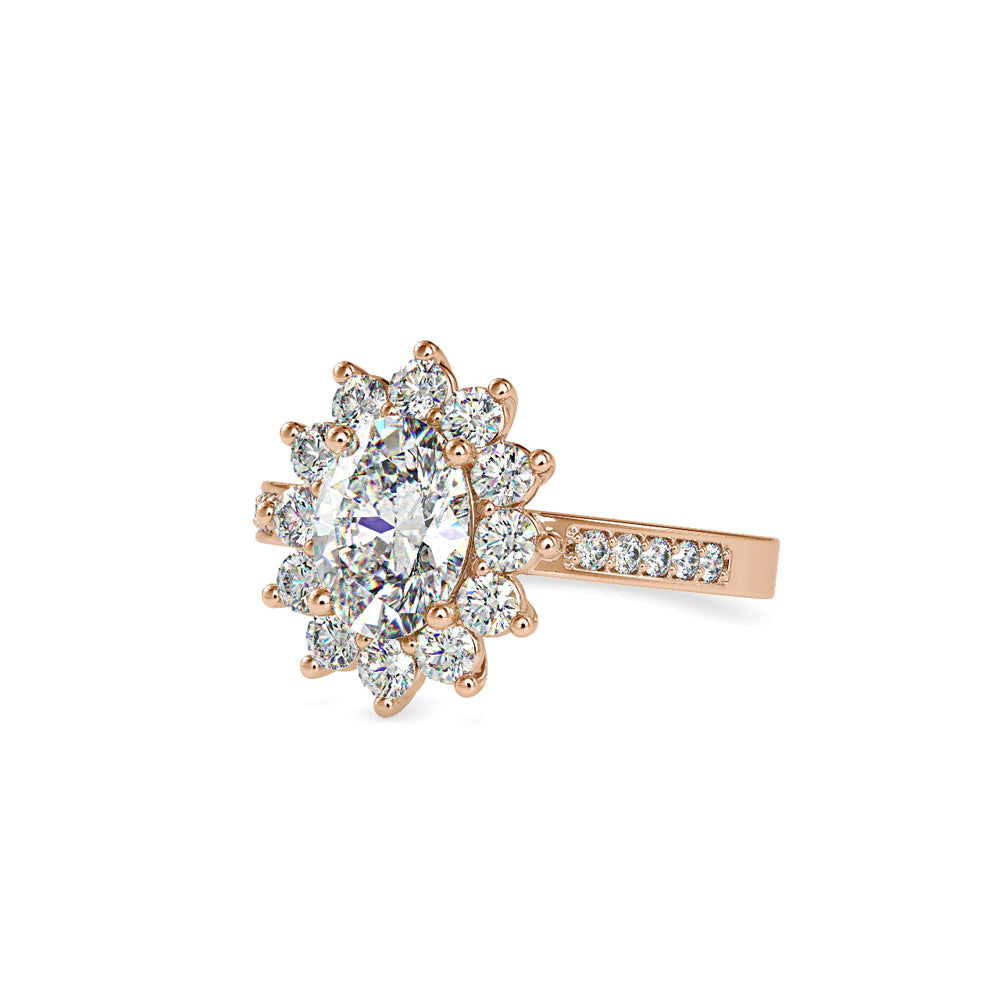 SKU: 0173 (14K) Vintage Halo Oval Diamond Engagment Ring in Rose Gold.