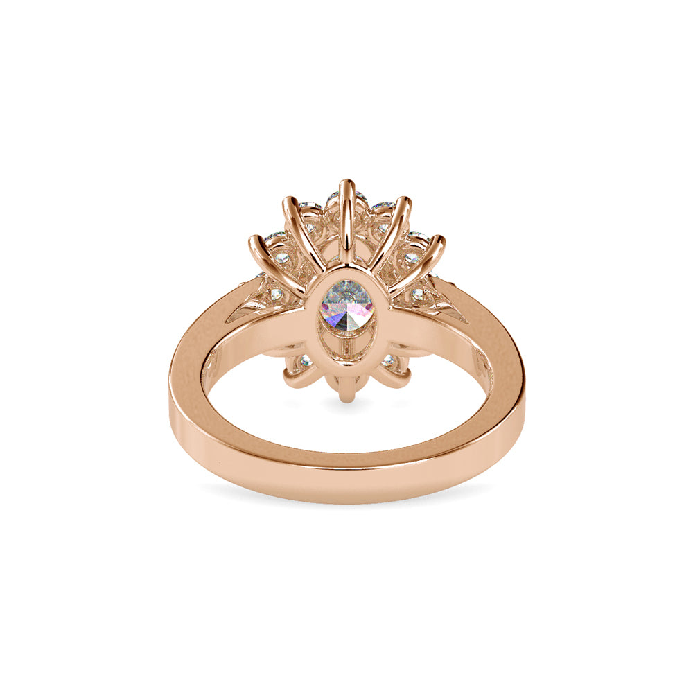 SKU: 0173 (14K) Vintage Halo Oval Diamond Engagment Ring in Rose Gold.