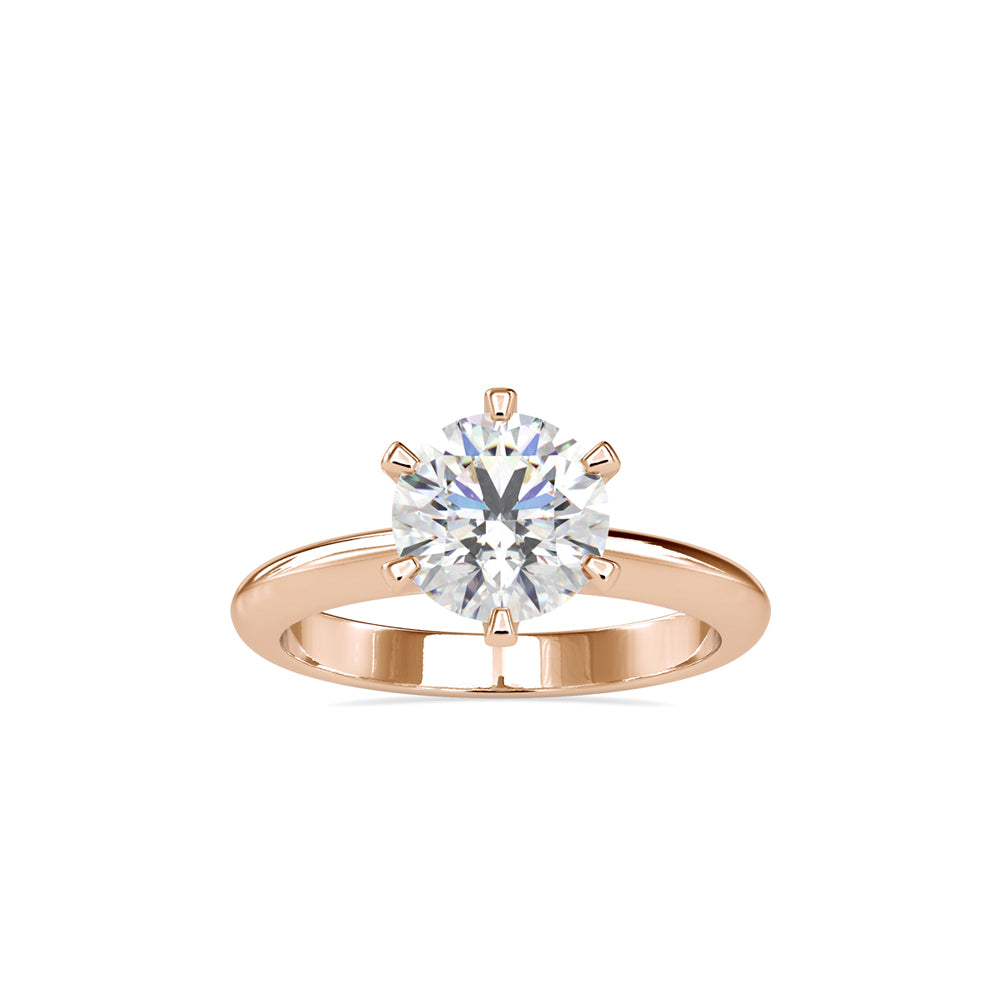 SKU: 0174 (14K) Six-Prong Solitaire Engagment Ring in Rose Gold.