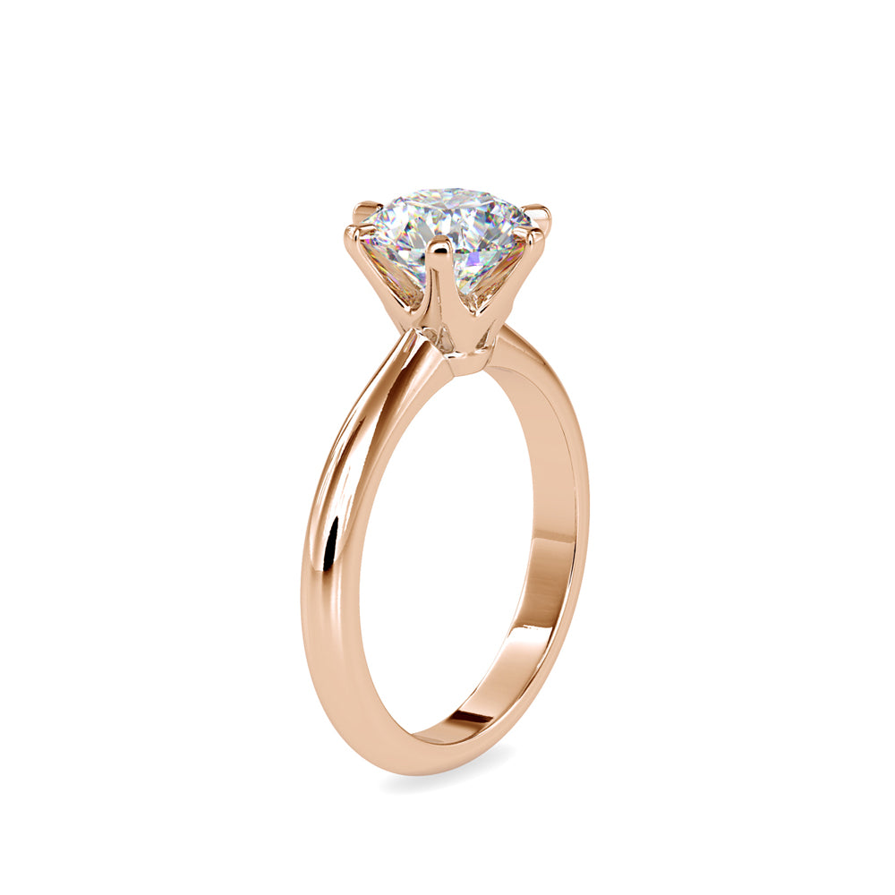 SKU: 0174 (18K) Six-Prong Solitaire Engagment Ring in Rose Gold.