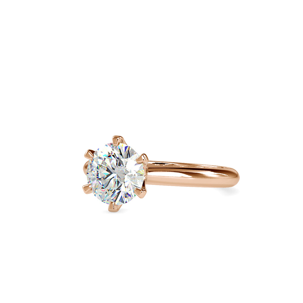 SKU: 0174 (14K) Six-Prong Solitaire Engagment Ring in Rose Gold.
