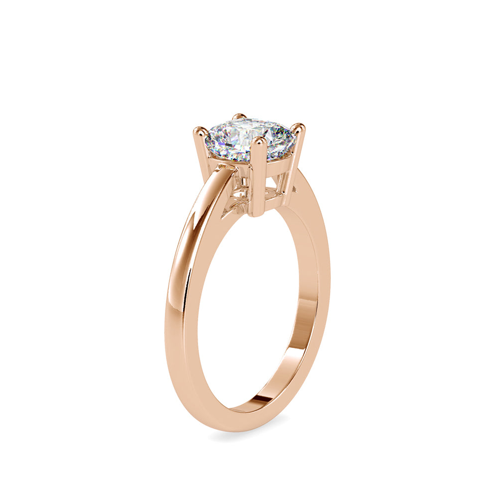 SKU: 0175 (22K) Four-Prong Solitaire Engagment Ring in Rose Gold.