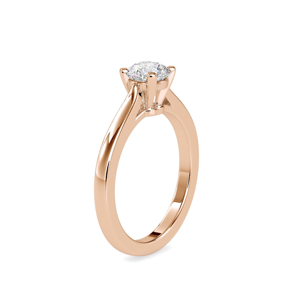 SKU: 0176 (10K) Four-Prong Solitaire Engagment Ring in Rose Gold.