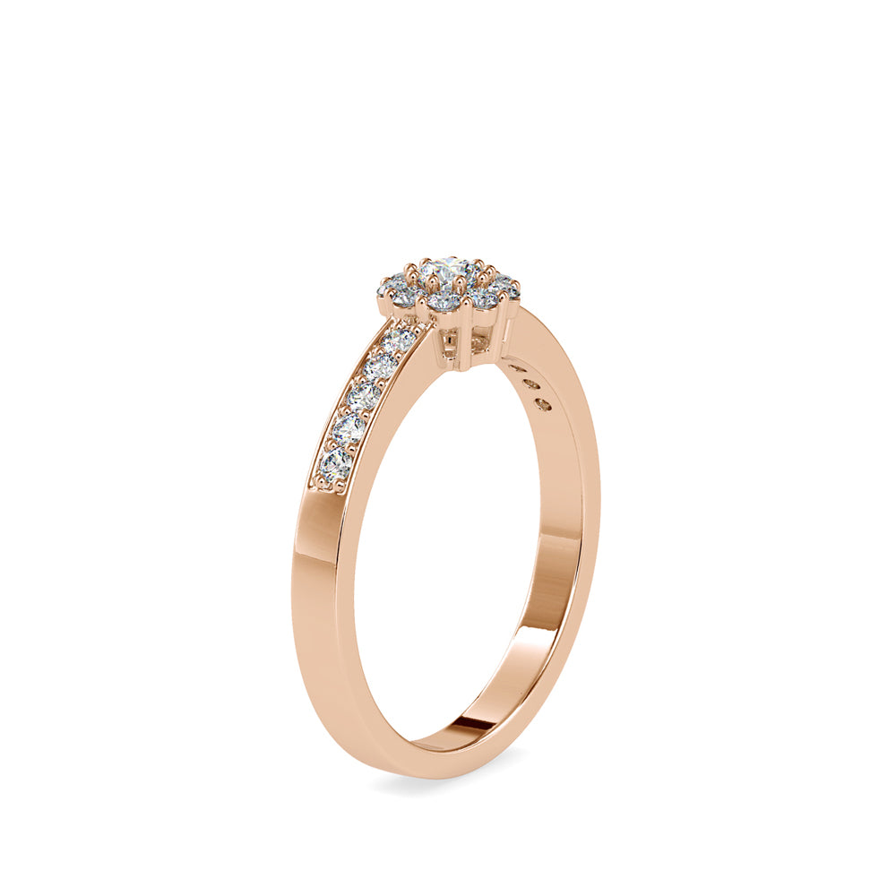 SKU: 0177 (22K) Cluster Diamond Engagment Ring in Rose Gold.