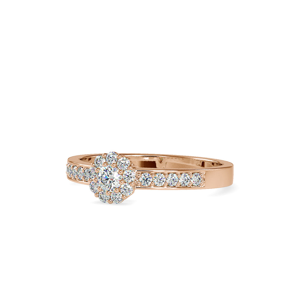 SKU: 0177 (10K) Cluster Diamond Engagment Ring in Rose Gold.
